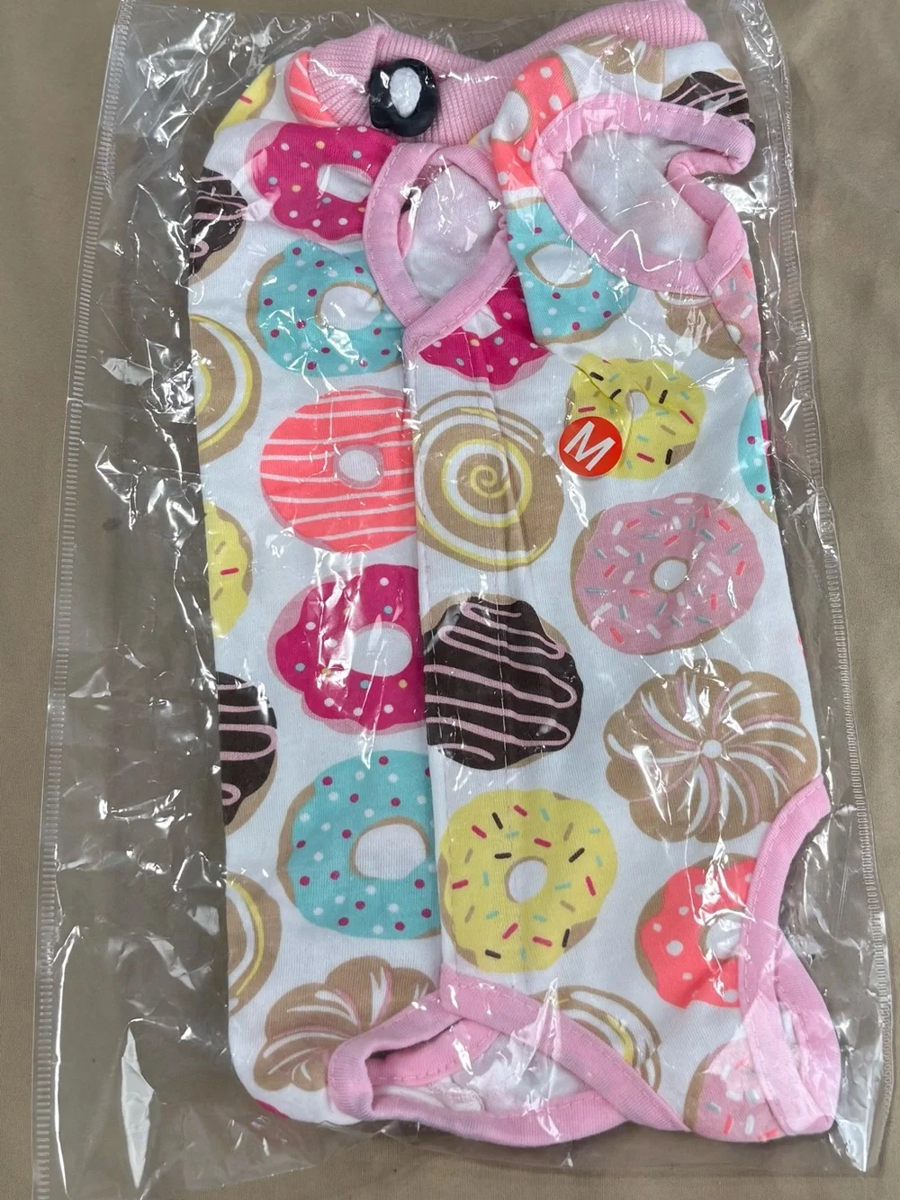 Cute Donut Print Cat Anti-Licking Surgery Onesie -Size Medium